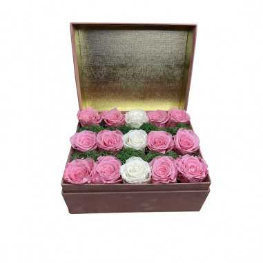 Box Velluto Rosa con 15 Rose Stabilizzate shop online