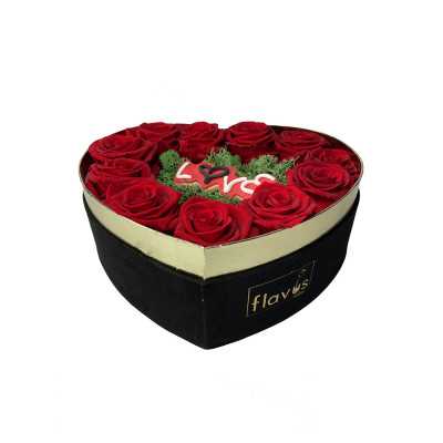 Box Cuore Rose Stabilizzate con Biscotto Love shop online 2