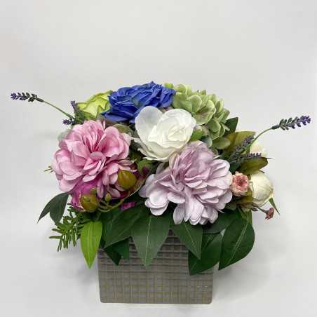 Vaso Quadrato con fiori artificiali shop online